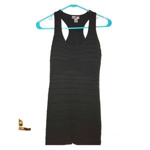 Black ribbed body con dress